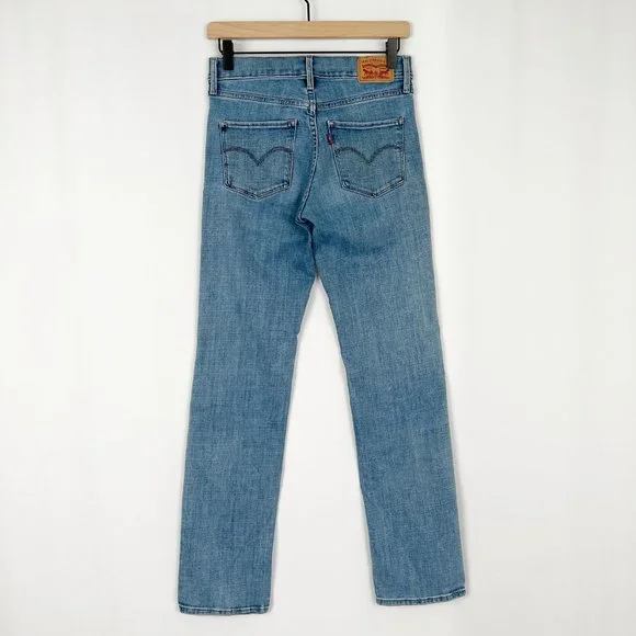 Levi's 314 Shaping Straight Jeans High Rise Waisted Slim Long Denim Jeans - 26 - Picture 10 of 13